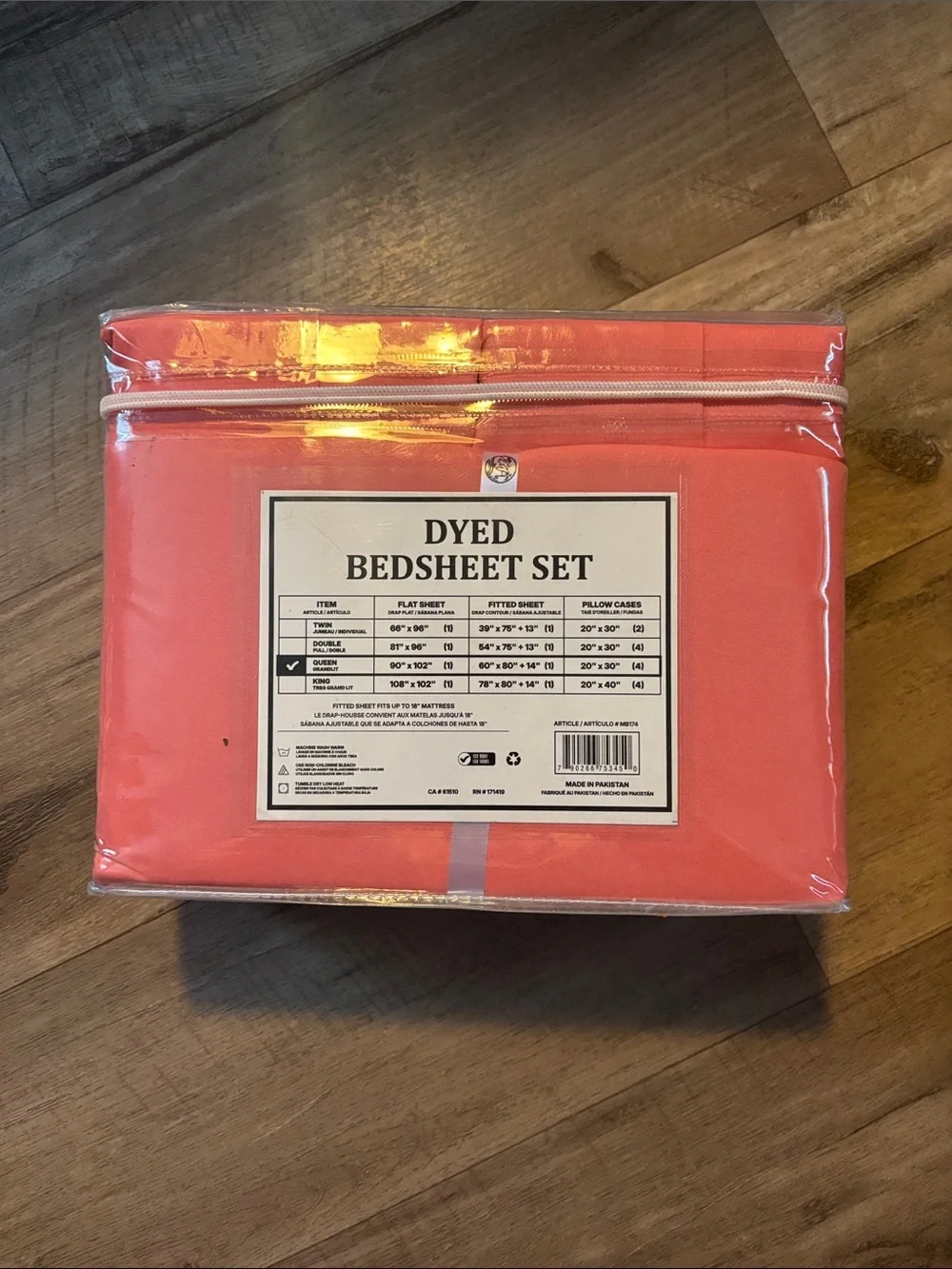 6-Piece Dyed Queen Bedsheet Set in Coral